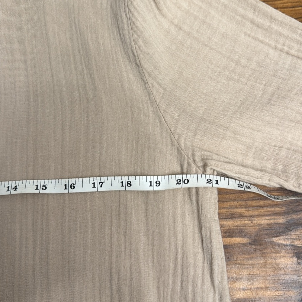 Stark gauze long button down tan large dress. 100% cotton - Picture 8 of 9